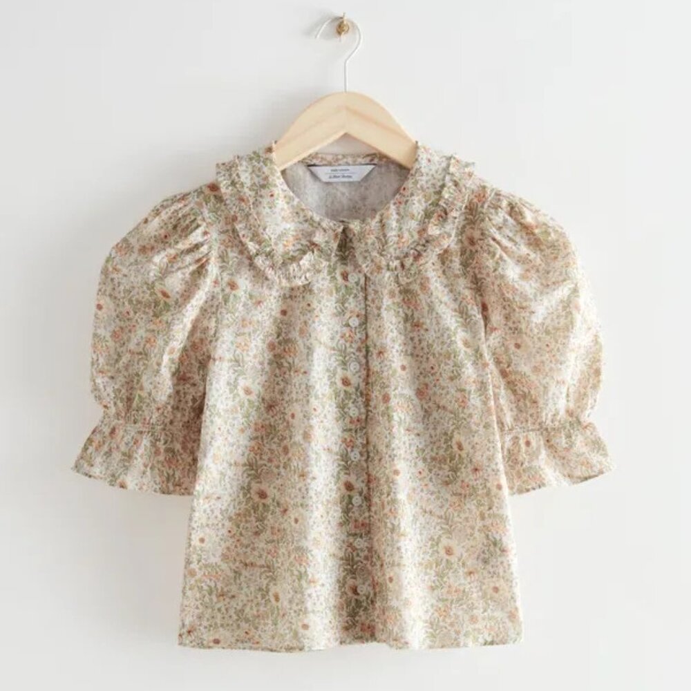 & Other Stories - Floral Print Puff Sleeve Blouse - Size 6